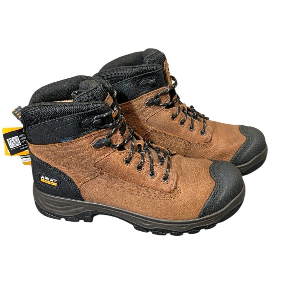 ARIAT Men's Turbo Duratread XTR 6" Waterproof Work Boot, Size 12 Natural Brown